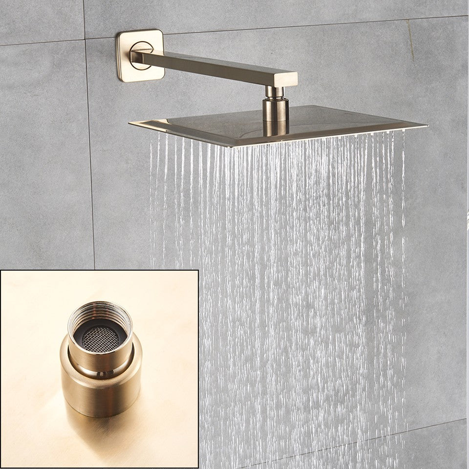 Chuveiro Quadrado de Teto 8"/10"/12" Ultrafino para Banheiro com Braço de Chuveiro Acessórios de Torneira Montado na Parede