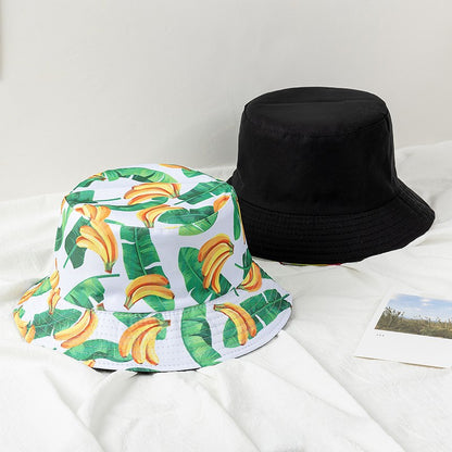 Chapéu Bucket Unissex Quente de Verão com Estampa de Frutas, Dupla Face, Chapéu de Sol Feminino, Chapéu Panama Clássico Masculino