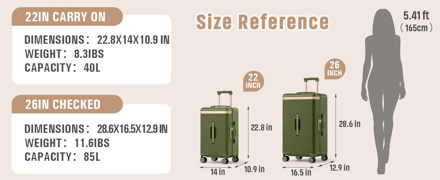 Mala de Viagem Curta Joyway 22 polegadas Leve, Fina e Durável com Porta-Copos, Cadeado TSA, Rodas Giratórias