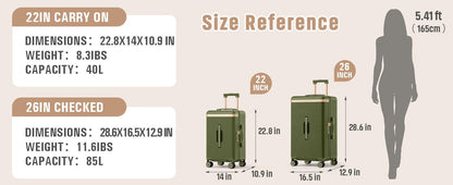 Mala de Viagem Curta Joyway 22 polegadas Leve, Fina e Durável com Porta-Copos, Cadeado TSA, Rodas Giratórias