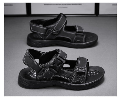 Summer Men Sandals PU Leather Lightweight Open Toe Flat Mens Casual Shoes Outdoor Walking Sandals for Men Beach Shoes Size 39-46