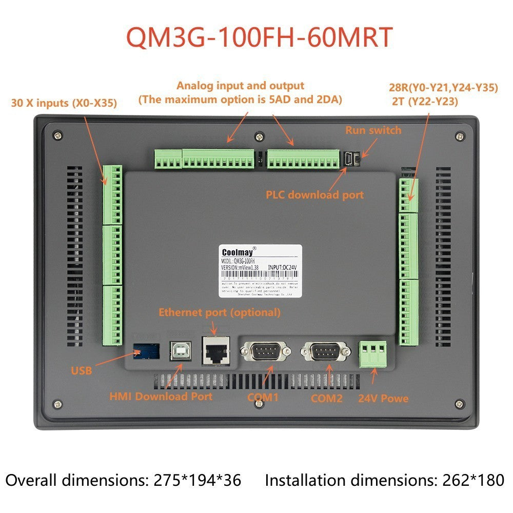 IHM CLP Integrado Tudo-em-Um Coolmay Série QM3G Suporta Personalização Analógica e Ethernet Modelos Disponíveis de 4.3''/5''/7''/10''
