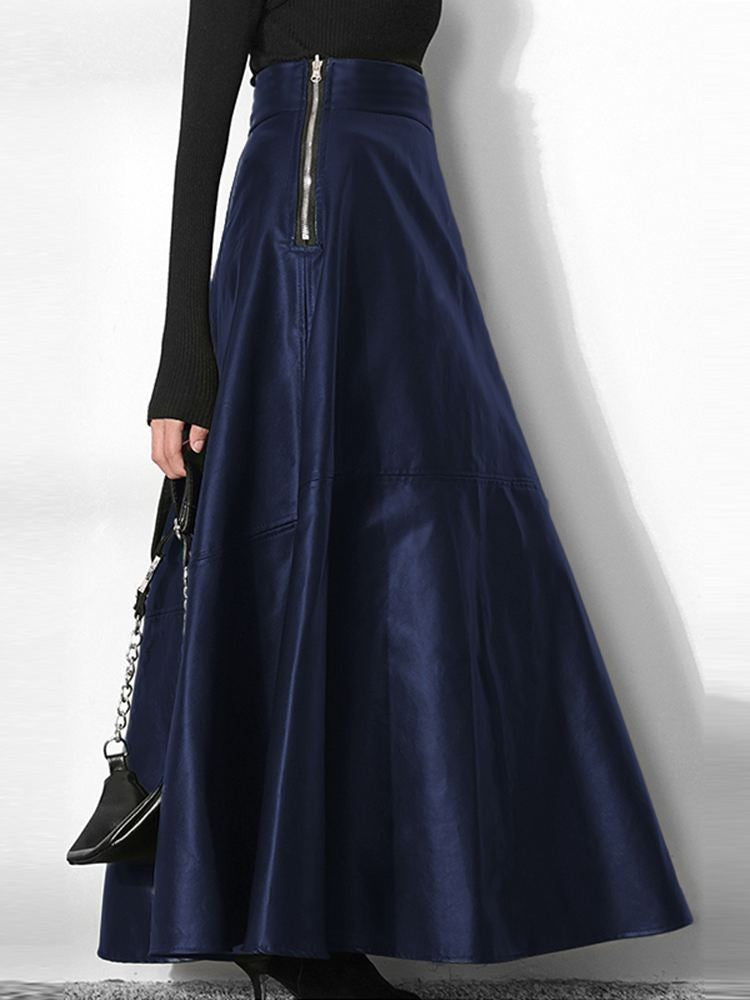 ZANZEA Women's PU Leather Maxi Skirt 2023 Spring Elegant OL Long Saias Fashion Solid Mujer Faldas Casual High Waist Zipper Jupe