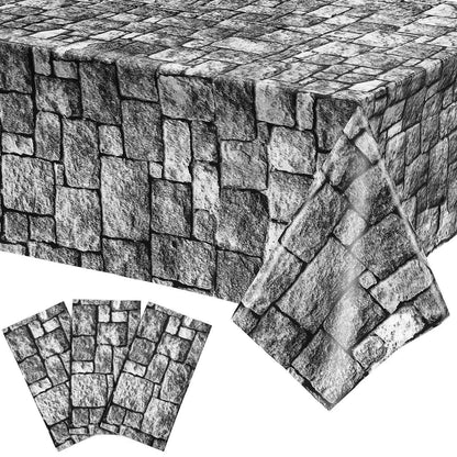 Stone Wall Tablecloths Plastic Brick Stone Tablecloth Medieval Themed Party Decor Castle Brick Wall Table Covers for Halloween