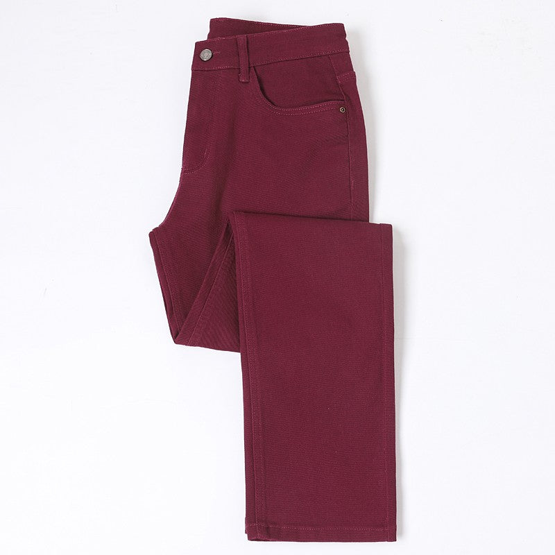 Cotton White Jeans Men's Elastic Soft Comfortable Business Casual Trousers Fashion Korean Fit Straight Spring Autumn Denim Pants