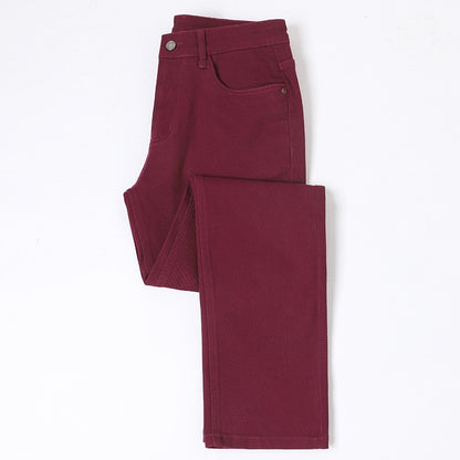 Cotton White Jeans Men's Elastic Soft Comfortable Business Casual Trousers Fashion Korean Fit Straight Spring Autumn Denim Pants