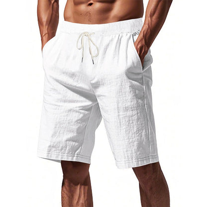 New Men's Cotton Linen Shorts Pants Male Summer Breathable Solid Color Linen Trousers Beach Shorts Fitness Streetwear