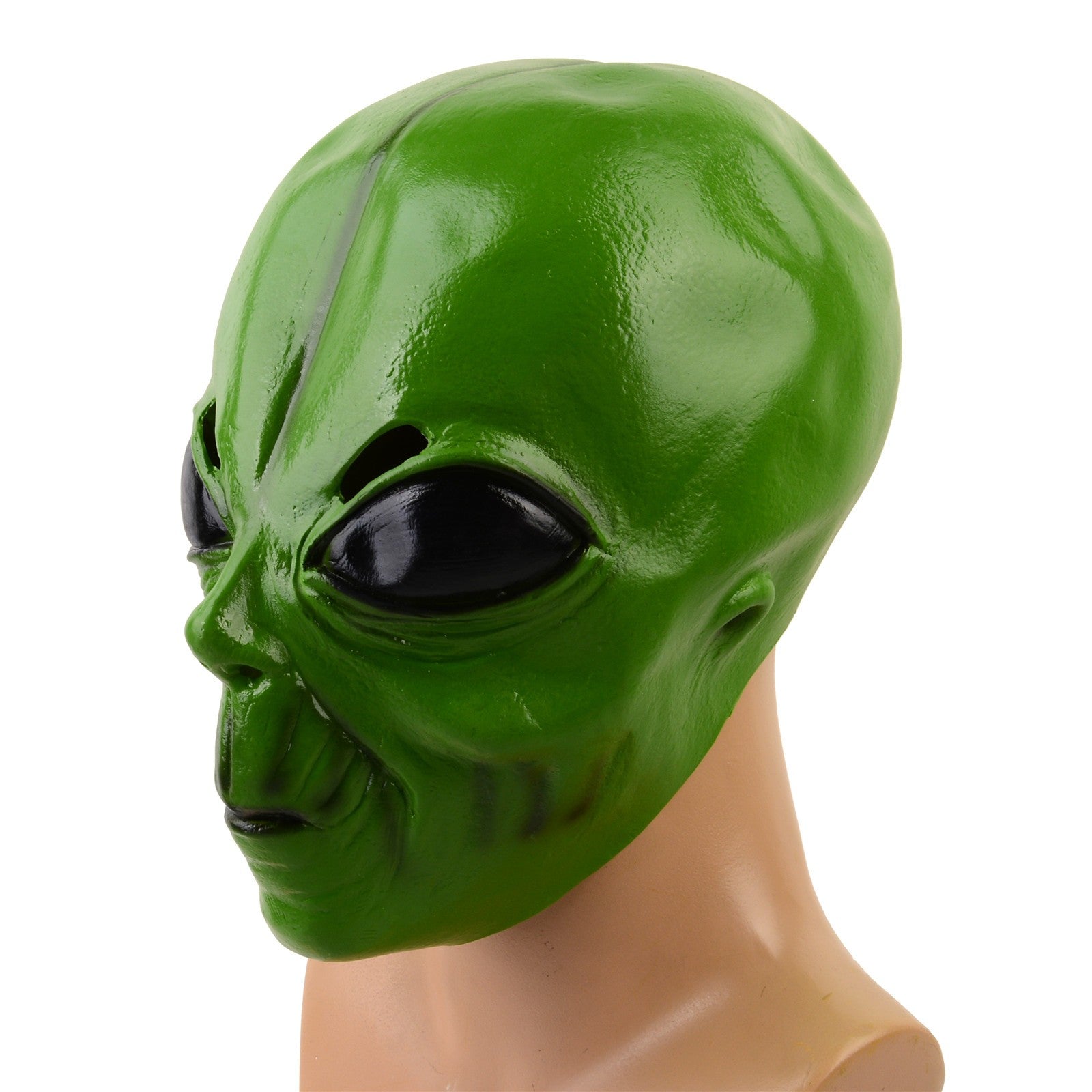 1pc Realistic Latex Green Alien Head Mask, Halloween, Christmas Holiday Decorations, Bar Shows, Rave Party Performance Costume
