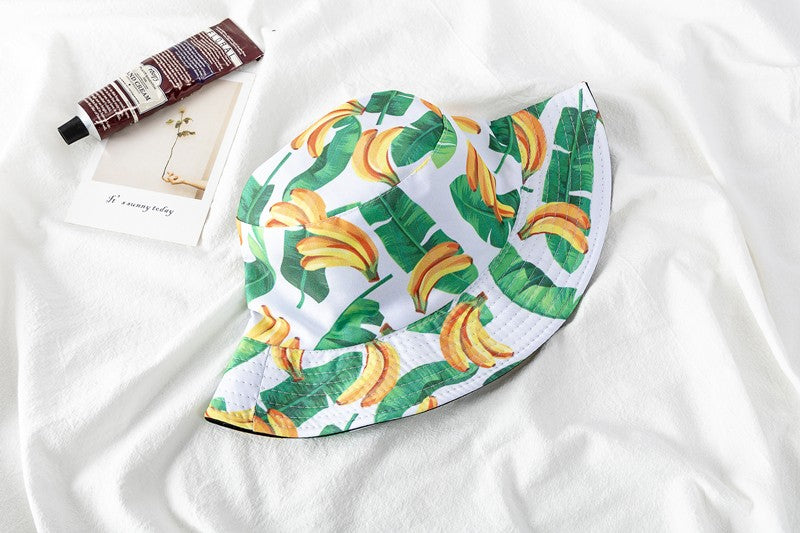 Chapéu Bucket Unissex Quente de Verão com Estampa de Frutas, Dupla Face, Chapéu de Sol Feminino, Chapéu Panama Clássico Masculino