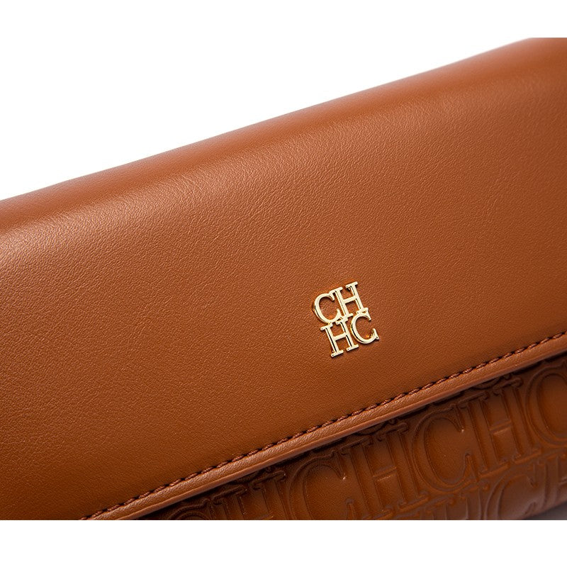 CHCH Women's Shoulder Bag New Magnetic Flip Chain Bag Brown Small Square Bag Wallet