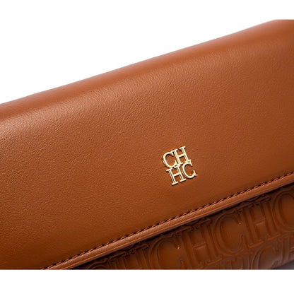 CHCH Women's Shoulder Bag New Magnetic Flip Chain Bag Brown Small Square Bag Wallet