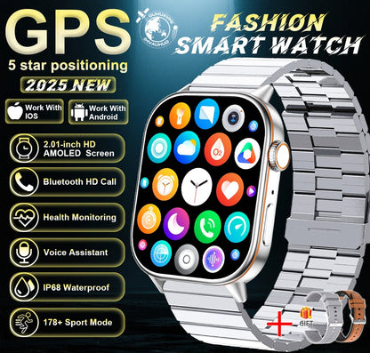 2025 Military GPS Smart Watch Men Flashlight Compass Waterproof Outdoor Sports Tracker Bluetooth Call Smartwatch For Android IOS