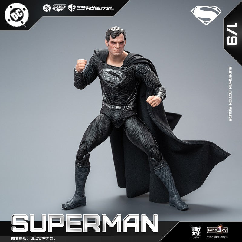 Original Fondjoy Black Superman 2.0 Figure Dc Zack Snyder'S Justice League Figures 1/9 Super Man Pvc Model Doll Joint Movable