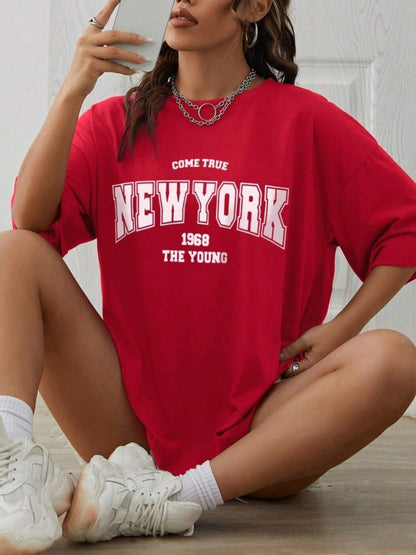When 1968 The New York Is Young Cotton Woman Tshirts Oversize Daily Tshirts Creativity Streettshirt Individual Casual Clothes