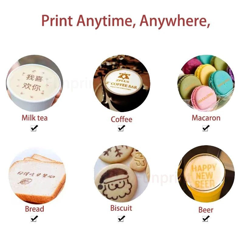 Coffee Latte Art Inkjet Printer EVEBOT for Bakery Coffee Shop Pubs Handheld Printers HD Printing On Food With Positioning Plate