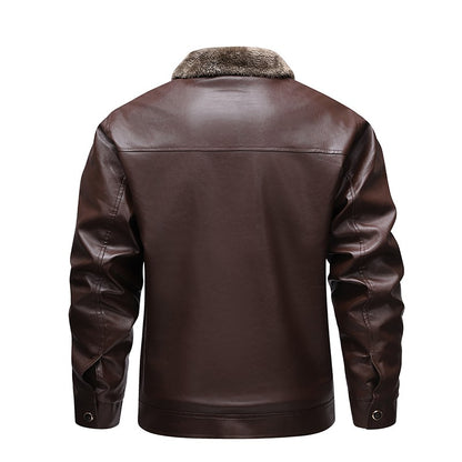 Men Leather Jacket Winter Fleece Lined Biker Jackets Fashion Motorcycle Jacket Faux Leather Coat Outwear Casual Streetwear