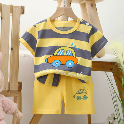 Summer cartoon T-shirt Shorts Children's boys Set Cotton Tees Pants Leisure Boys And Girls Babies Clothes Casual 2pcs