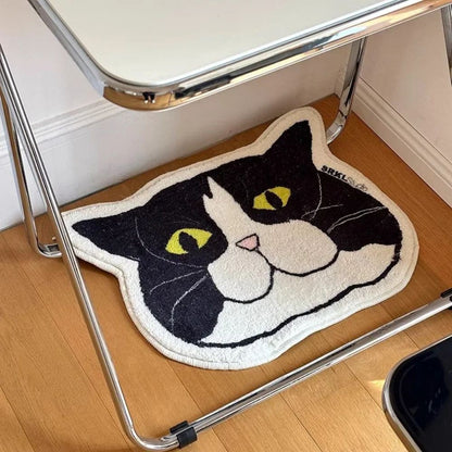 VIKAMA Cartoon Big Head Cat Floor Mats Waterproof Anti-Fouling Entrance Sofa Living Room Bedroom Home Decoration Carpet