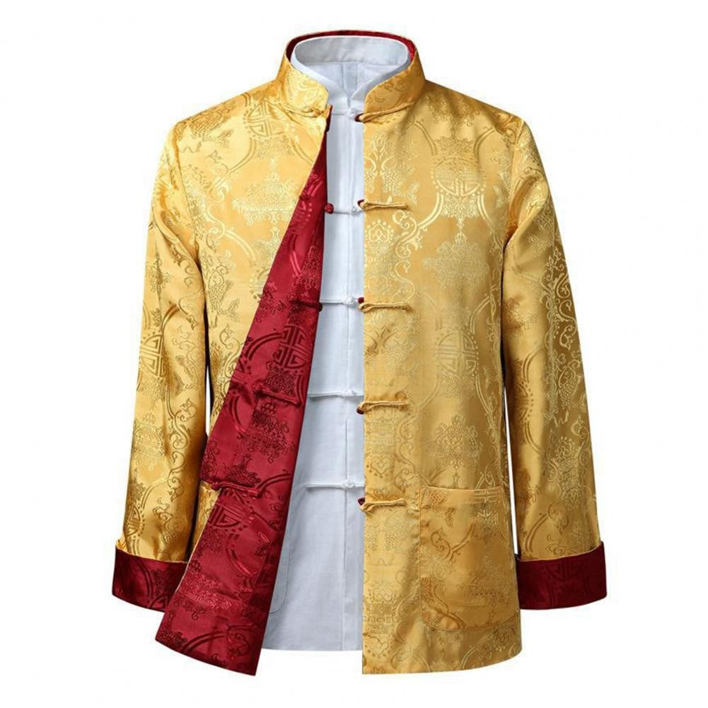 Chinese Style Traditional Clothing Tang Suit Coat Retro Long Sleeved Stand Collar Reversible Keep Warm Vintage Chinese Shirt