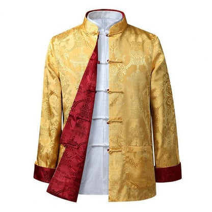 Chinese Style Traditional Clothing Tang Suit Coat Retro Long Sleeved Stand Collar Reversible Keep Warm Vintage Chinese Shirt