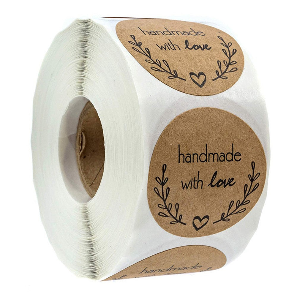 100-500pcs Vintage Kraft Paper Stickers Scrapbook Gift Stationery Label Stickers Handmade With Love Thank You For The Stickers