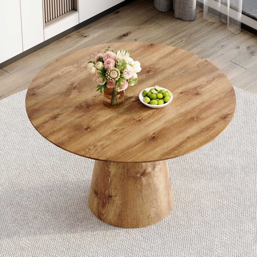 Round Dining Table 45'' | Wood Dining Room Table for 4-6 | Space Saving Round Kitchen Table for Kitchen Dining Room
