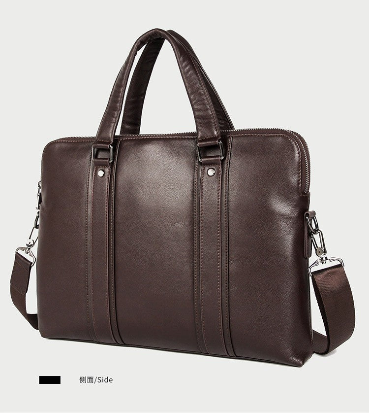 Luxury Genuine Leather Briefcase Men Leather Business Bag 15.6" Laptop Bag 14 Male Office Bag Document File Case Shoulder Bag