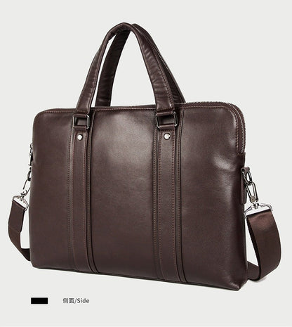Luxury Genuine Leather Briefcase Men Leather Business Bag 15.6" Laptop Bag 14 Male Office Bag Document File Case Shoulder Bag