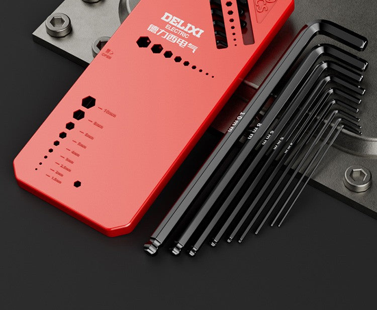 DELIXI ELECTRIC Conjunto de Chaves Allen?Chave Sextavada Allen?Chave de FendaConjunto Embalado em Caixa?LuvaTorque Universal Longo Métrico,para Manutenção de Veículos