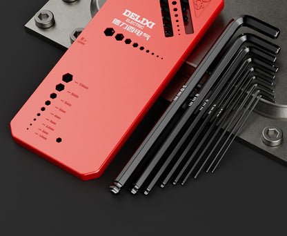 DELIXI ELECTRIC Conjunto de Chaves Allen?Chave Sextavada Allen?Chave de FendaConjunto Embalado em Caixa?LuvaTorque Universal Longo Métrico,para Manutenção de Veículos