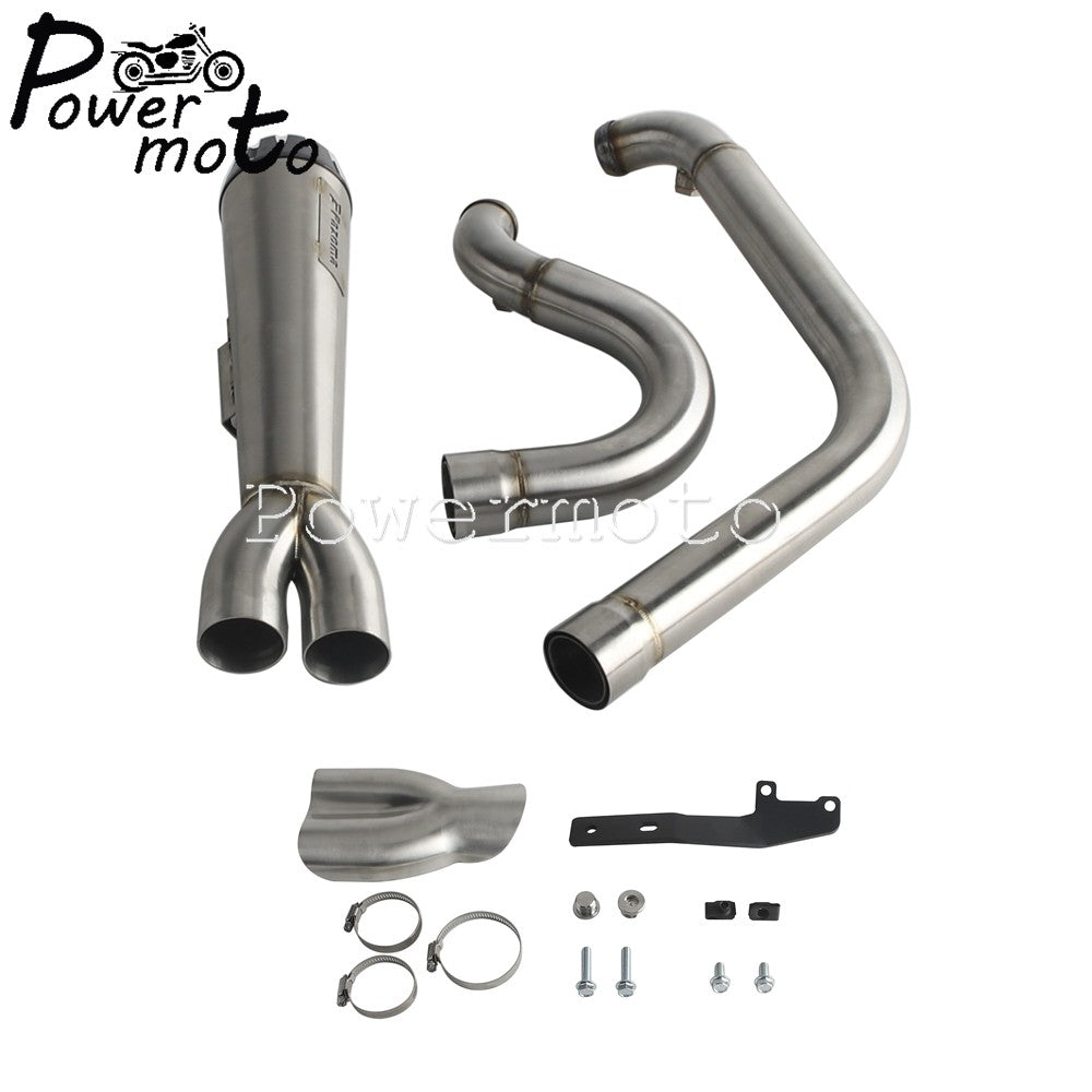 Motorcycles 2-Into-1 Exhaust Muffler Pipes Tube For Harley Dyna Fat Bob Low Rider S Street Bob Wide Super Glide FXD 2006-2017