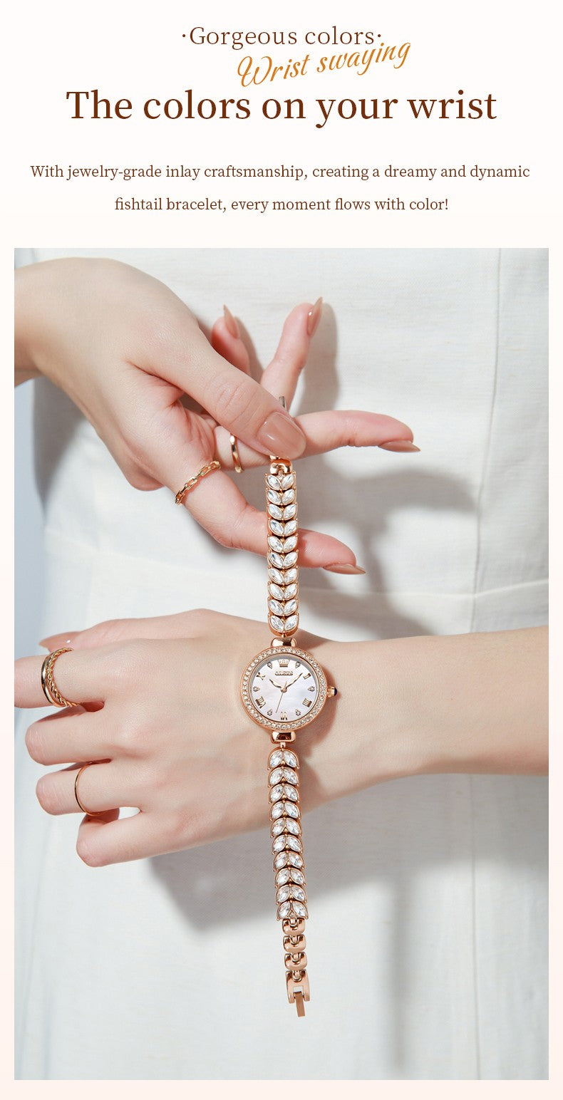 OLEVS 9971 Women Watch Luxury Brand Quartz Watch Fashion Unique Design Diamond Mermaid Bracelet Dress Watch Women Elegant Watch