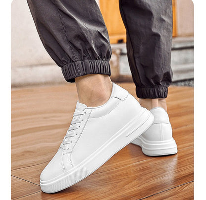 Heightening Casual Shoes Fashion PU Leather Elevator Shoes for Men 6cm 8cm 10cm Invisible Height Increase White Sneakers Cortex