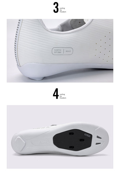 Santic Carbon Fiber Cycling Shoes Outdoor Wear Resistant Road Riding Sneakers Unisex Men Women Adjustable Pro Racing Bicyle Shoe