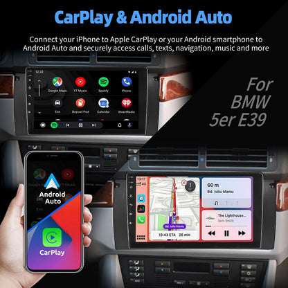 4+64GB For BMW E38 E39 E53 X5 Apple Carplay 9" Android 15.0 Car Stereo Radio Touch Screen GPS Navigation WiFi SWC BT FM+DVR&CAM