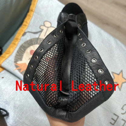 Novas Sandálias Femininas de Salto Alto Sexy Vazadas em Tela Tendência da Moda Verão Conforto Peep Toe Botas Stilettos Jazz Dance Tamanhos Grandes