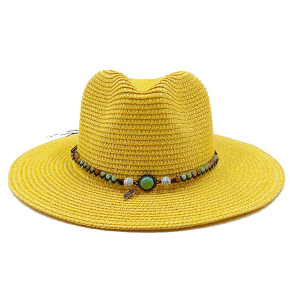 Rose Red Summer Straw Hat Jazz Top Visor Hat New Accessories Outdoor Summer Visor Beach Hat  sombreros