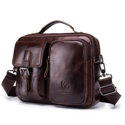 BULLCAPTAIN New Genuine Leather Men Crossbody Bag Male Briefcase Messenger Bag Casual Business Briefcase Style Men Shoulder Bag