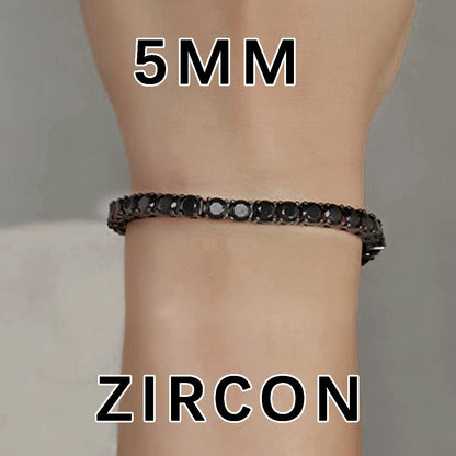 ?Pulseira Genuína de Tênis em Prata Esterlina S925 com Banho de Ródio Negro 3mm 4mm 5mm Moissanite Negra Joia Moderna Elegante para Mulheres?