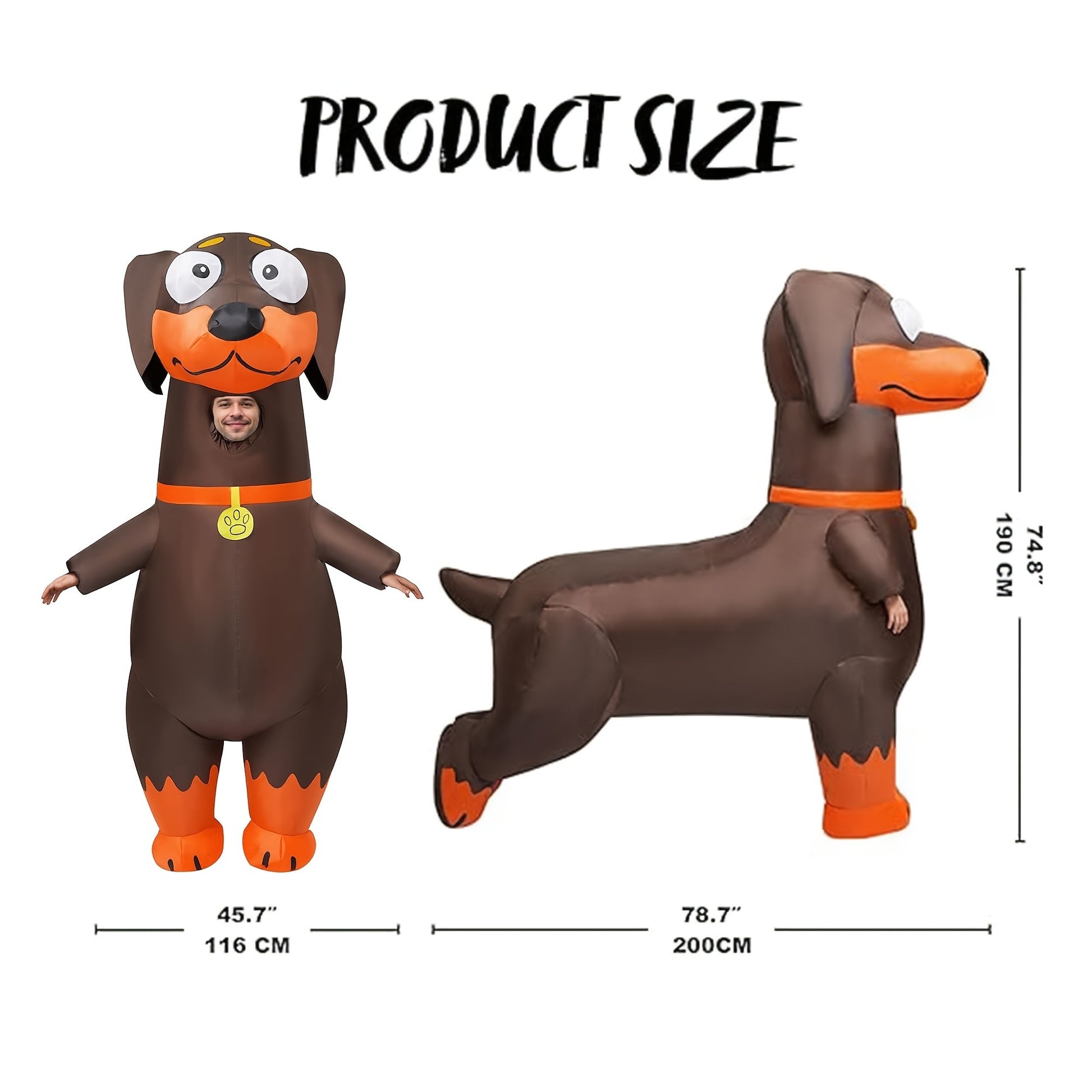 Dog Dachshund Inflatable Costume Adult, Full Body Blow Up Costume for Halloween Easter Carnival Christmas Drag Party