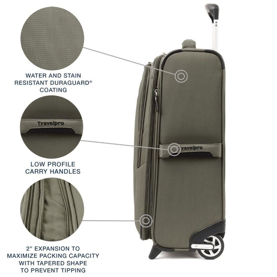 5 Softside Expandable Upright 2 Wheel Carryon Luggage, Lightweight, 22Inch Slate Green