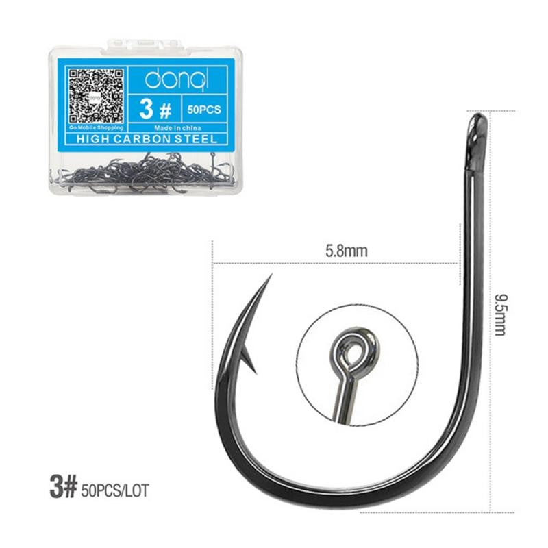 50 pçs/caixa Anzol de Pesca Círculo Anzol de Pesca Anzol de Pesca Japonês Anzol de Jig Simples Acessórios de Pesca