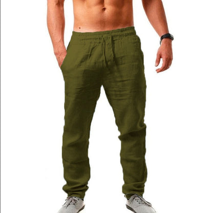 Korean Summer Men's Cotton Pants New Breathable Solid Color Comfortable Pants Fitness Yoga Jogging Sweatpants Streetwear