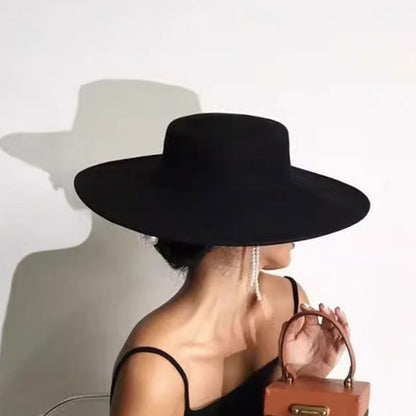 French Bow Tie Fedora Hat Winter Autumn Imitation Woolen Ladies Fedoras Top Wedding Jazz Hats Flat Top Felt Hat Bowler Hats