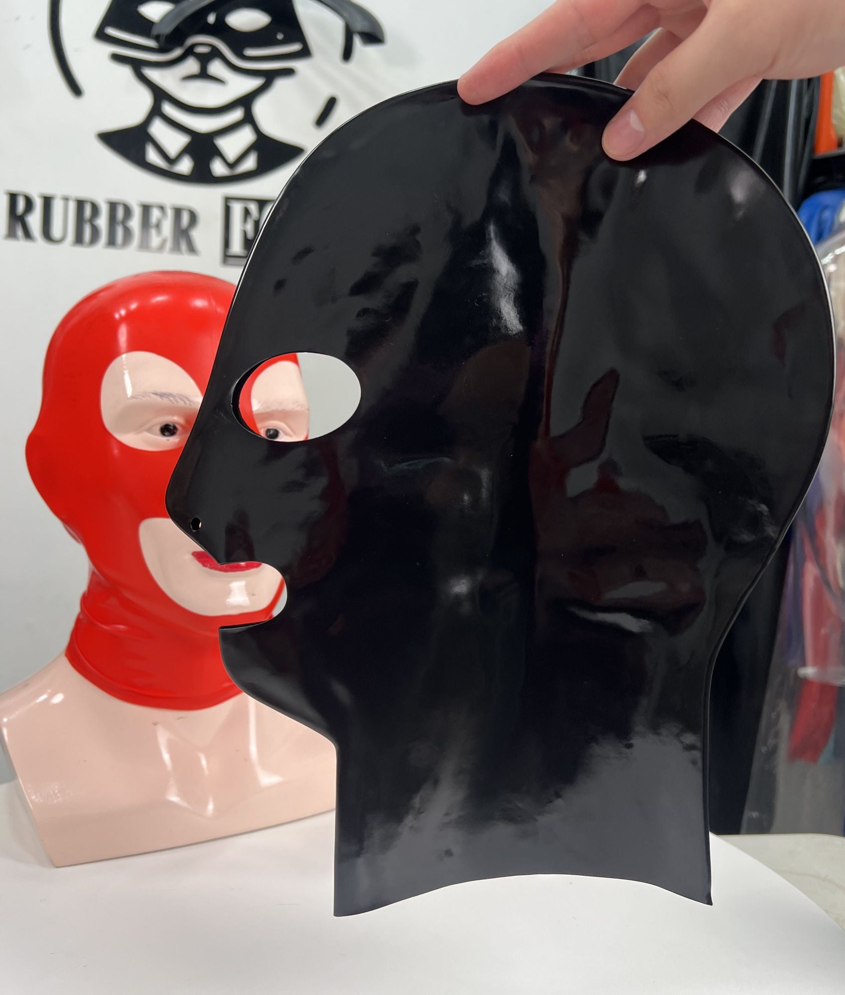 Red Microporous Rubber Stretch Hood Costume Head Mask