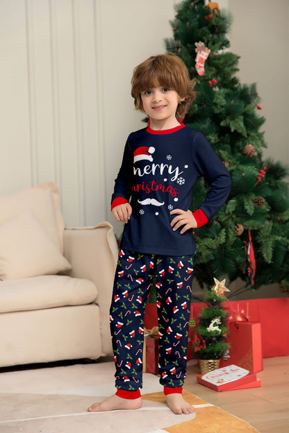 Christmas Family Matching Outfits Mother Father Kids Pajamas Set Santa Hat Print Loose Xmas Sleepwear Baby Romper Dog Clothes