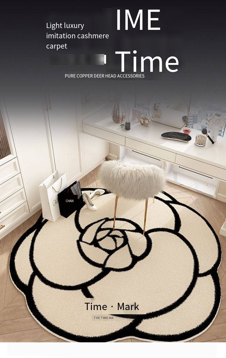 Round Camellia Crystal Velvet Floor Mat Living Room Bathroom Door Absorbent Quick-Drying Floor Rugs Household Non-slip Carpet