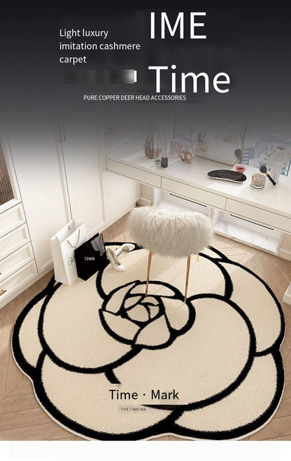 Round Camellia Crystal Velvet Floor Mat Living Room Bathroom Door Absorbent Quick-Drying Floor Rugs Household Non-slip Carpet