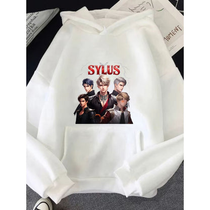 Men's Hoodie Black Sylus Printed Pattern & Text High Quality Cotton Casual Streetwear for Daily Wear and Gaming Fans