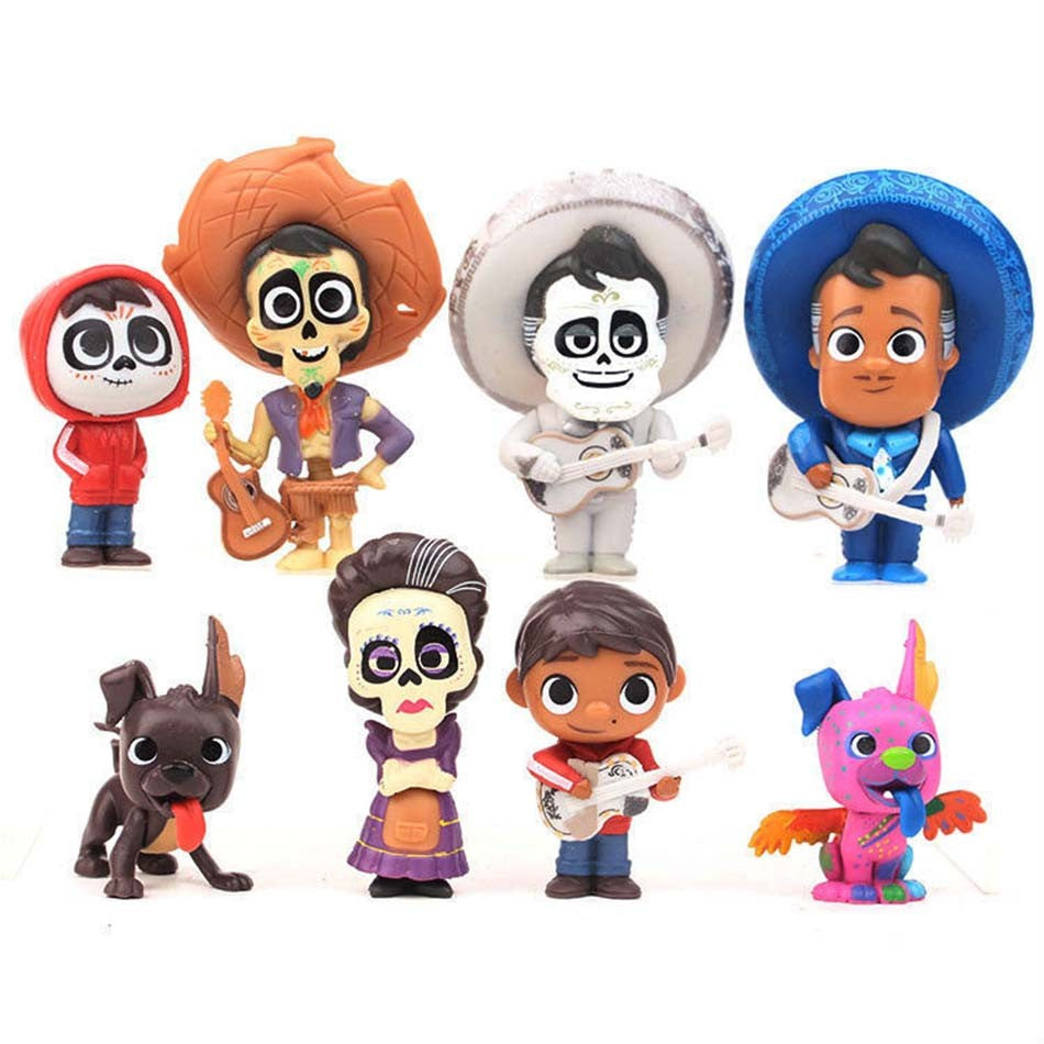 8 pçs/Conjunto Filme Pixars COCO Bonecos de Ação Brinquedos Mini Desenho Animado Fofo Brinquedos de Anime Modelo Crianças Para Diversão Presentes de Aniversário Decoração de Mesa